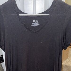HUE Black V-Neck Short Sleeve Tee - Lightweight Basics